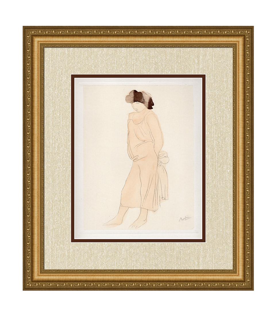 1904 Auguste Rodin Young Woman etching signed: Auguste Rodin. (1840-1917). Young Woman I (Dix Dessins Choises. Rodin was so impressed with the works from this suite that he did not title any of them but rather stated that the works spoke for thems