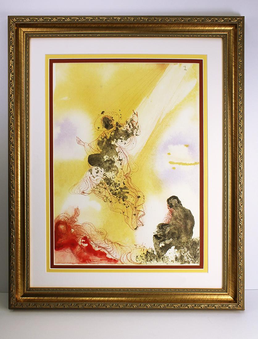 Dali Original Raphael 1967 Lithograph Framed: Salvador Dali. "Et missus est angelus Domini sanctus Raphael ut Curaret eos ambo. (And the angel of the Lord is holy, Raphael was sent to heal them both)" Mixed technique lithograph in colors on handm
