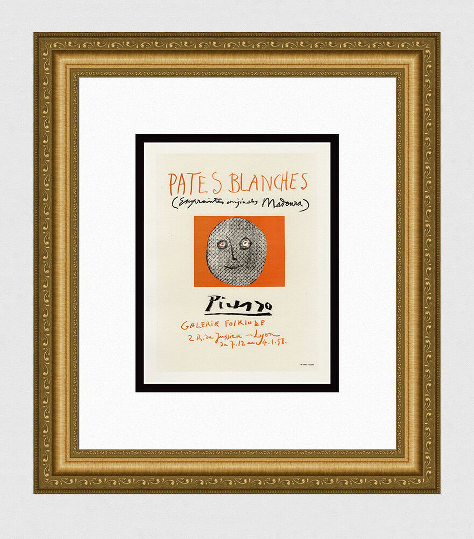 Pablo Picasso Pates Blanches lithograph signed: Pablo Picasso. (1881-1973). Pates Blanches. Color Lithograph after the Original Poster. 1959. Signed in the plate. Excellent. Sauret. Atelier Mourlot. Image Size 6 1/4 x 9 5/8 inches. Approximately 15