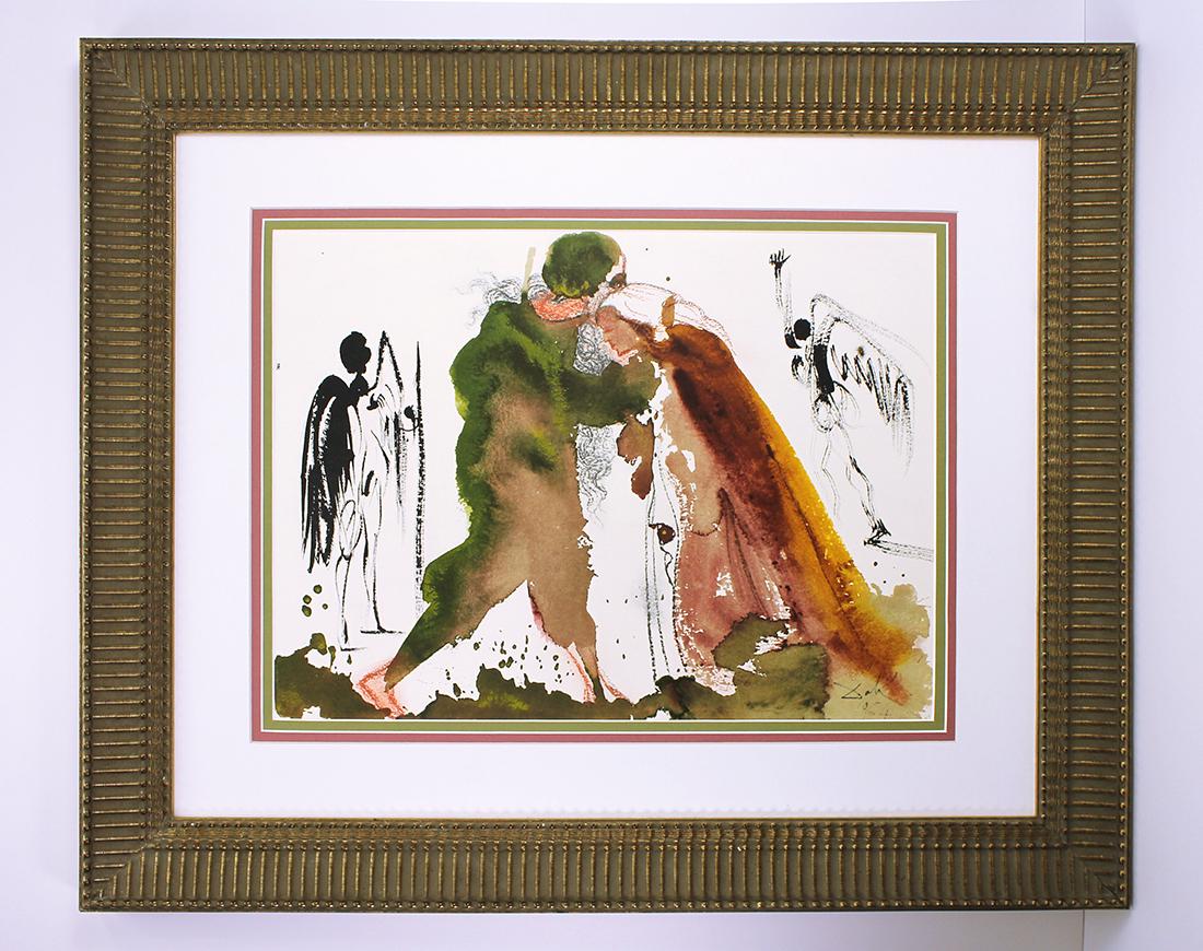 Dali 1967 Tobias Original Biblia Sacra Lithograph: Salvador Dali. "Angelus ait: Esc hic Raguel. et hic habet filiam nominc Saram. Pete ergo eam a patre eius, et dabit tibi eam in uxorem (And the angel answering, said: Here is one whose name is Raguel,