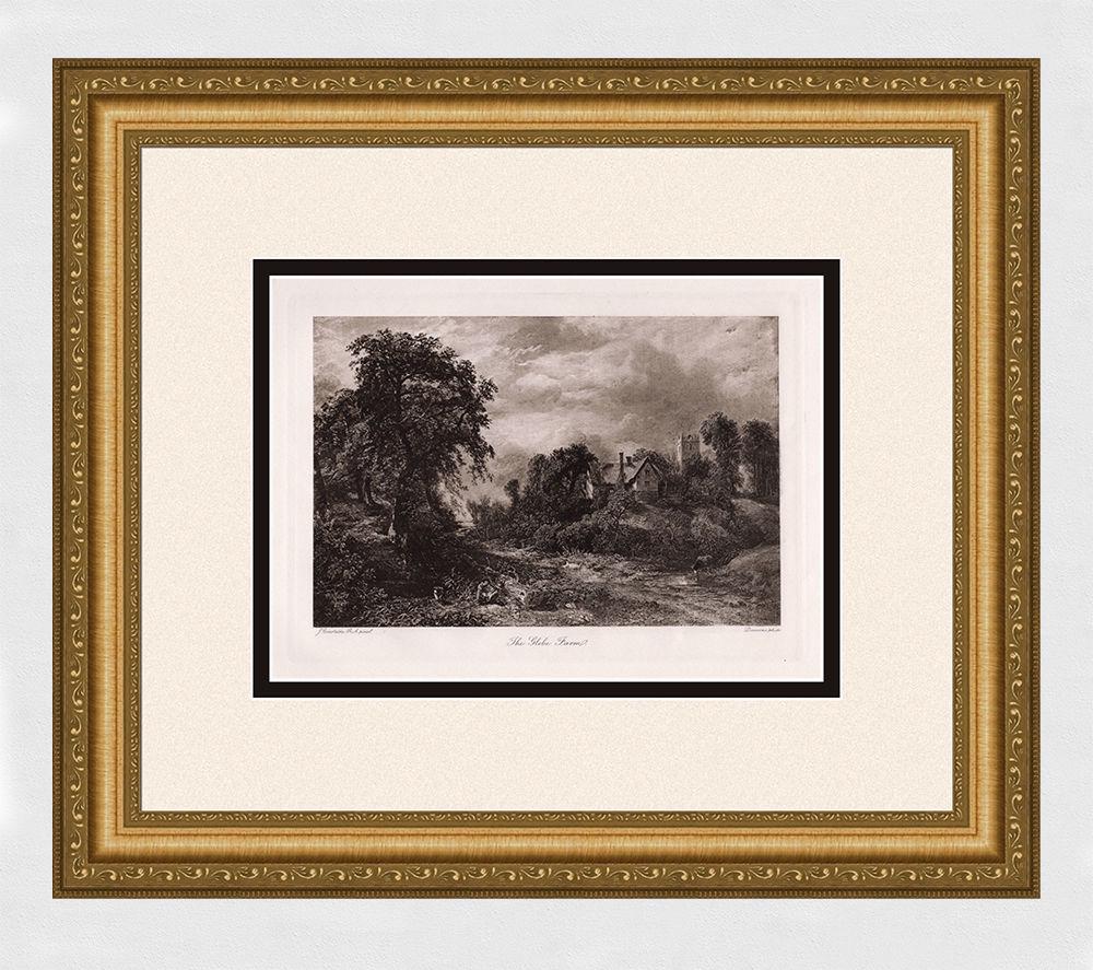 John Constable The Glebe Farm Antique Print signed: John Constable. (English, 1776-1837). The Glebe Farm. Antique Heliogravure on wove paper after the original painting by a Master Engraver Alfred Dawson (British, 1843-1931). 1893. Signed in the plate.
