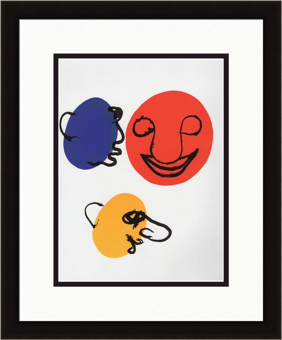 Alexander Calder Original Faces Framed 1976 Color: Calder, Alexander. "Faces" Color lithograph published by Maeght, 1976. Sheet 11 x 15 inches, framed c. 19 x 22 inches. Professionally framed and matted. Notes: Reference dlm 221. This artwork is accom