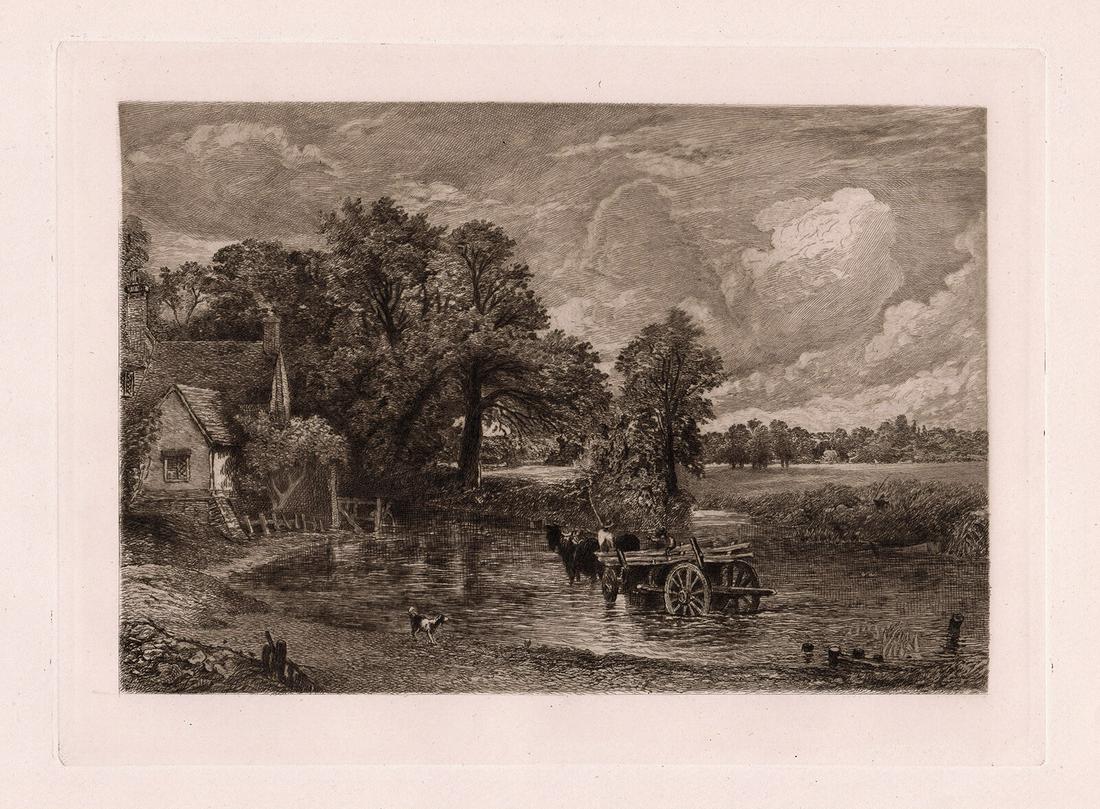 John Constable The Hay Wain 1887 etching: John Constable. (English, 1776-1837). The Hay Wain. Antique Etching on wove paper after the original oil on canvas by master etcher Edward Paxman Brandard (English, 1819-1898). 1887. Excellent. Image