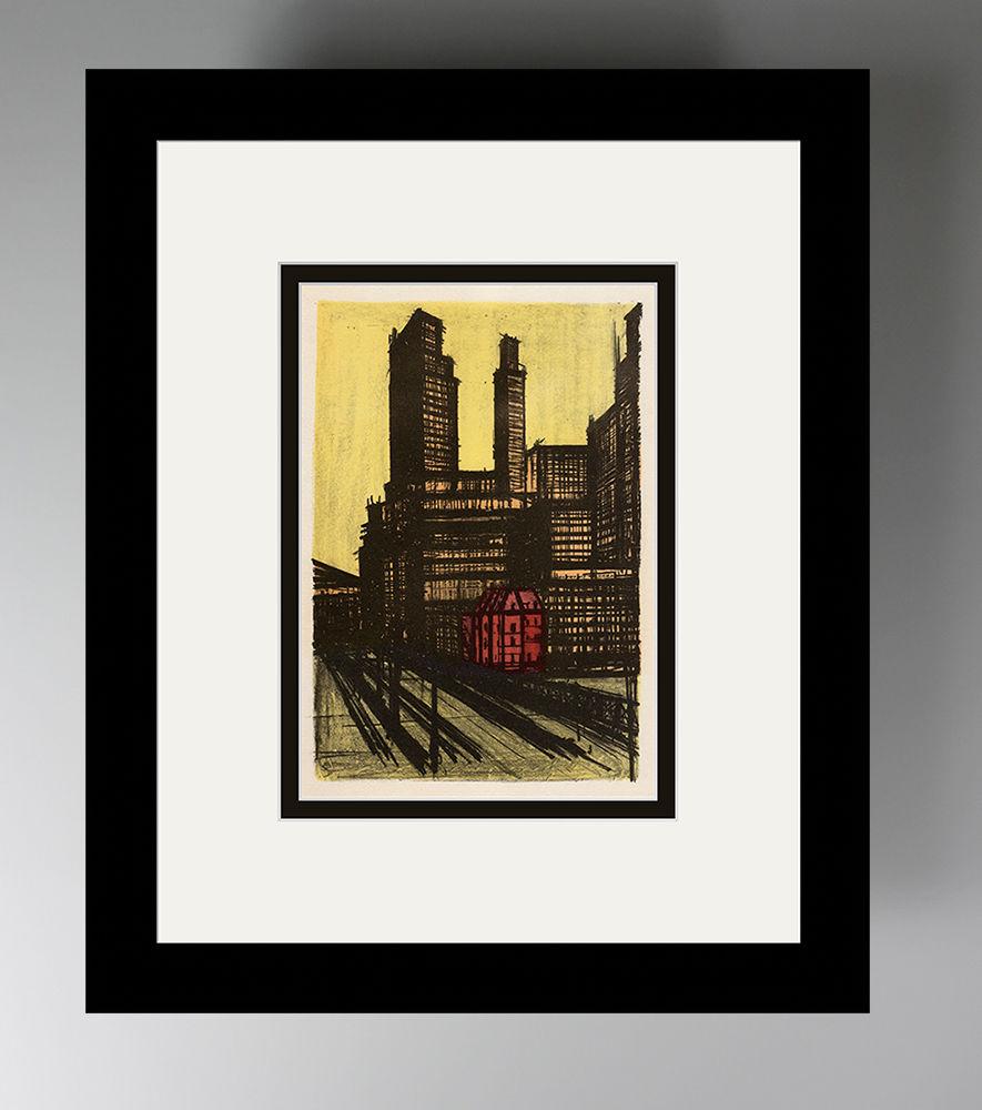 Bernard Buffet New York I 1967 lithograph: Bernard Buffet. (1928-1999). New York I. Color Lithograph on Wove Paper after the Original. 1967. Excellent. Atelier Mourlot. Image Size 7 x 9 1/2 inches. Approximately 16 x 18 inches . Gallery Matted
