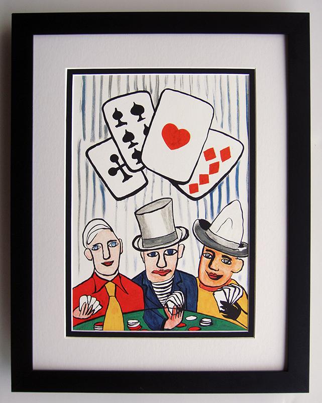 Alexander Calder Original Poker Players Framed 1975: Calder, Alexander. "Poker Players" Color lithograph published by Maeght, 1975. Professionally framed and matted. Sheet 11 x 15 inches, framed c. 19 x 23 inches. Notes: reference dlm 212. This artwork 