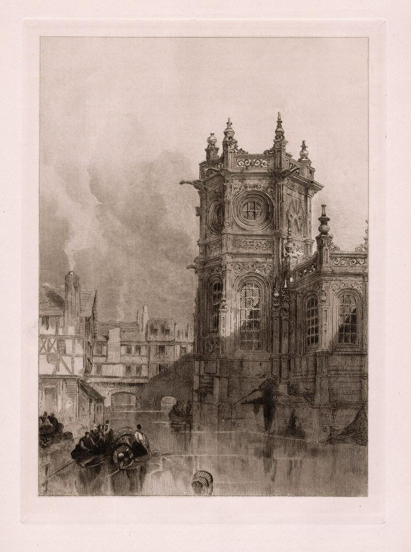 David Roberts The Church of St. Pierre, Caen 1888: David Roberts. (Scottish, 1796-1864). The Church of St. Pierre, Caen. Antique copper plate etching on thick wove paper after the original by master etcher Charles Oliver Murray (Scottish, 1842â€“