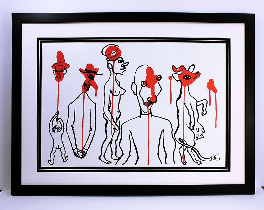 Alexander Calder Framed Abstract totems Original: Calder, Alexander. "Composition III" Color lithograph published by Maeght, 1956. Sheet 15 x 22 inches, framed 23 x 30 inches. Professionally framed and matted. Notes: reference dlm 156. This artwork i