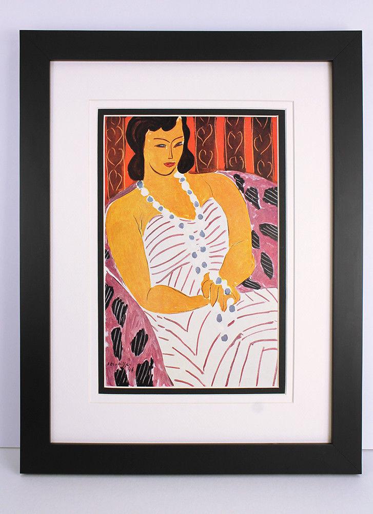 Henri Matisse Woman in a White Dress 1948 print signed: Henri Matisse. (1869-1954). Woman in a White Dress (Dame a la Robe Blanche). Color heliogravure after the original 1946 oil on canvas. 1948. Signed in the plate, lower left. Excellent. Teriade. Atelie