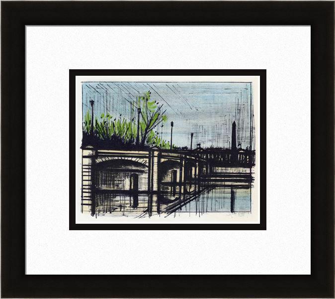 Bernard Buffet Le Pont de la Concorde 1967 lithograph: Bernard Buffet. (1928-1999). Le Pont de la Concorde. Color Lithograph on Wove Paper after the Original. 1967. Excellent. Atelier Mourlot. Image Size 7 1/4 x 9 1/4 inches. Approximately 16 x 18 inches