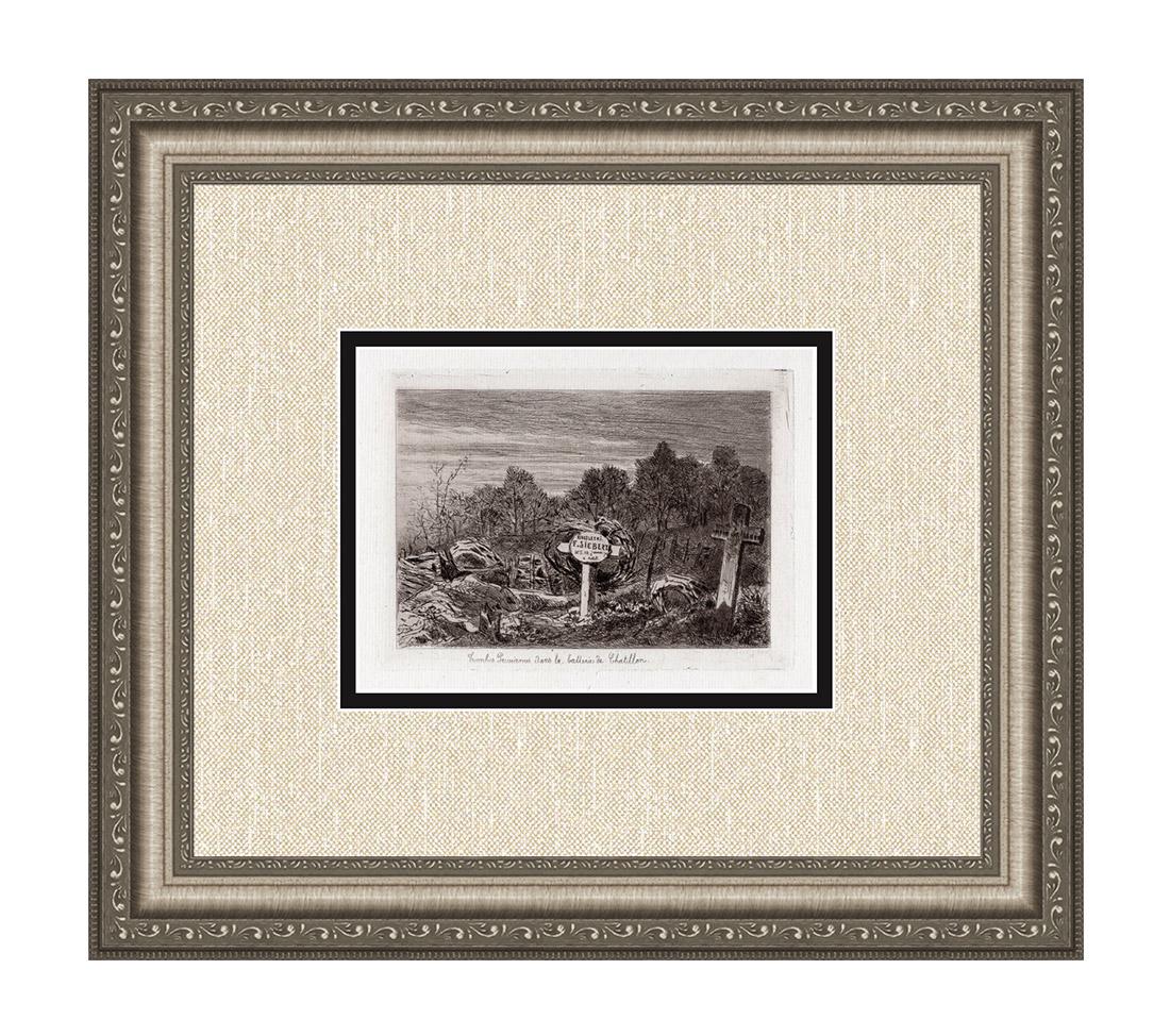 Edmond Yon Prussian tombs 1871 Etching: Edmond Yon (Edmond Charles Joseph Yon) (French, 1841-1897). Prussian tombs in the battery of Chatillon (tombes prussiennes dans la batterie de ChÃ¢tillon). Approximately 14 x 16 inches. Original etc
