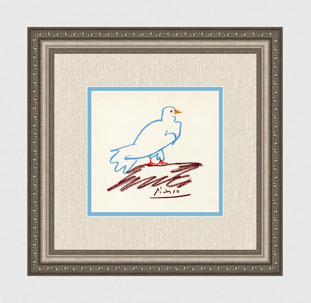 1962 Pablo Picasso Limited Color Lithograph "The Dove": Pablo Picasso (1881 - 1973). Dove. 1962 Color lithograph after the pastel on Guarro paper. Signed in the Plate. Limited to 2,135 examples. Las Ediciones de los Papele de Son Armandans. Image size 8 x