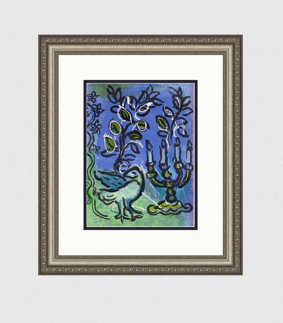 Marc Chagall Original Lithograph Candlestick M366: Marc Chagall (1887-1985) The Candlestick (Reference Mourlot 366). Original Color Lithograph on Wove Paper. 1962. Atelier Mourlot. Dimensions: Sheet Size: c. 9 5/8 x 12 3/4 inches.Framed Dimensions: Ap