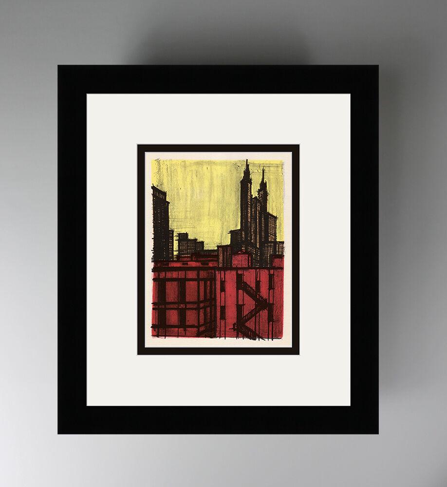 Bernard Buffet New York VII 1967 lithograph: Bernard Buffet. (1928-1999). New York VII. Color Lithograph on Wove Paper after the Original. 1967. Excellent. Mourlot. Image Size - 6 5/8 x 9 1/4 inches. Approx. 15 x 18 inches This artwork is accomp