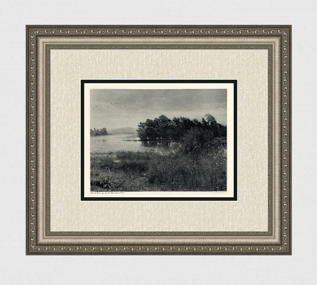 Sir John Everett Millais Landscape Antique 1800's Print: Sir John Everett Millais, 1st Baronet, (English, 1829-1896). Chill October. Antique engraving on wove paper after the original oil painting on canvas by a master engraver. 1898. Signed in the plate. E