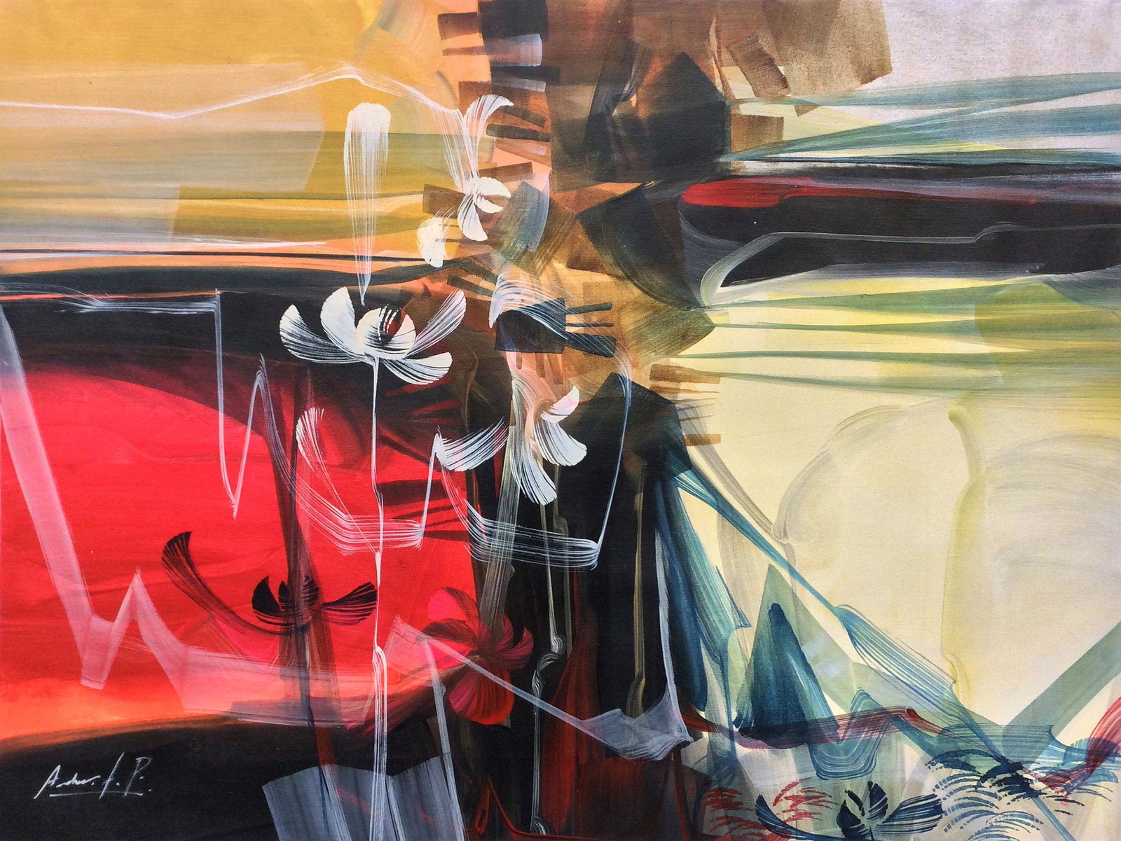Maria Palacios Original Painting on Canvas Floral 36 x: Maria Andrea Palacios. Amuse III. Original Acrylic on Canvas. Size 36 x 48 inches. Born in Las Pirias de Cajamarca on December 18, 1988.Andrea is the leading Peruvian artist of our generation that eme