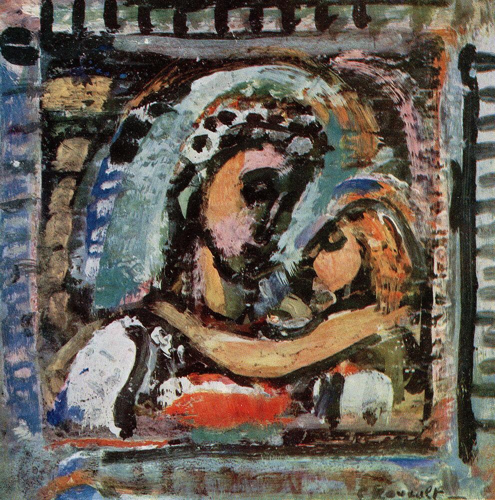 Georges Henri Rouault Virgin and Child (Vierge Et: Georges Henri Rouault. (French, 1871 - 1958). Virgin and Child (Vierge Et Enfant). Antique color heliogravure after the original painting. 1940. Signed in the plate, lower right. Excellent. Teriade. A
