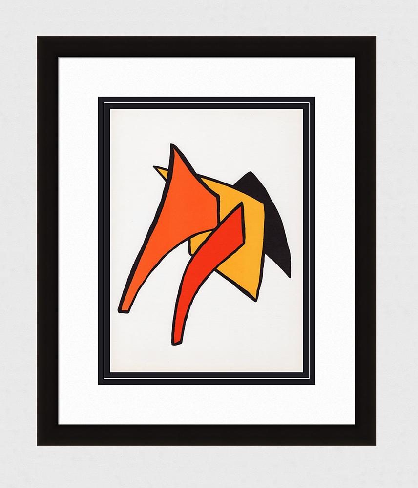 Alexander Calder Original Lithograph Framed 1963: Calder, Alexander. "Stabiles" Color lithograph published by Maeght, 1963. Professionally framed and matted. Sheet 11 x 15 inches, framed c. 19 x 22 inches. Notes: reference dlm 141. This artwork is ac