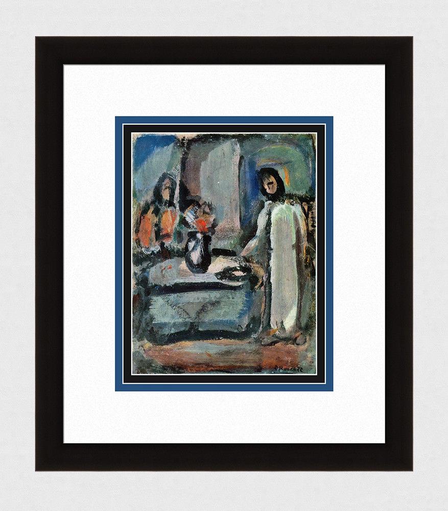 1940 Georges Henri Rouault The Oasis (L'oasis) Antique: Georges Henri Rouault. (French, 1871 - 1958). The Oasis (L'oasis). Antique color heliogravure after the original painting. 1940. Signed in the plate, lower right. Excellent. Teriade. Atelier Draeger F