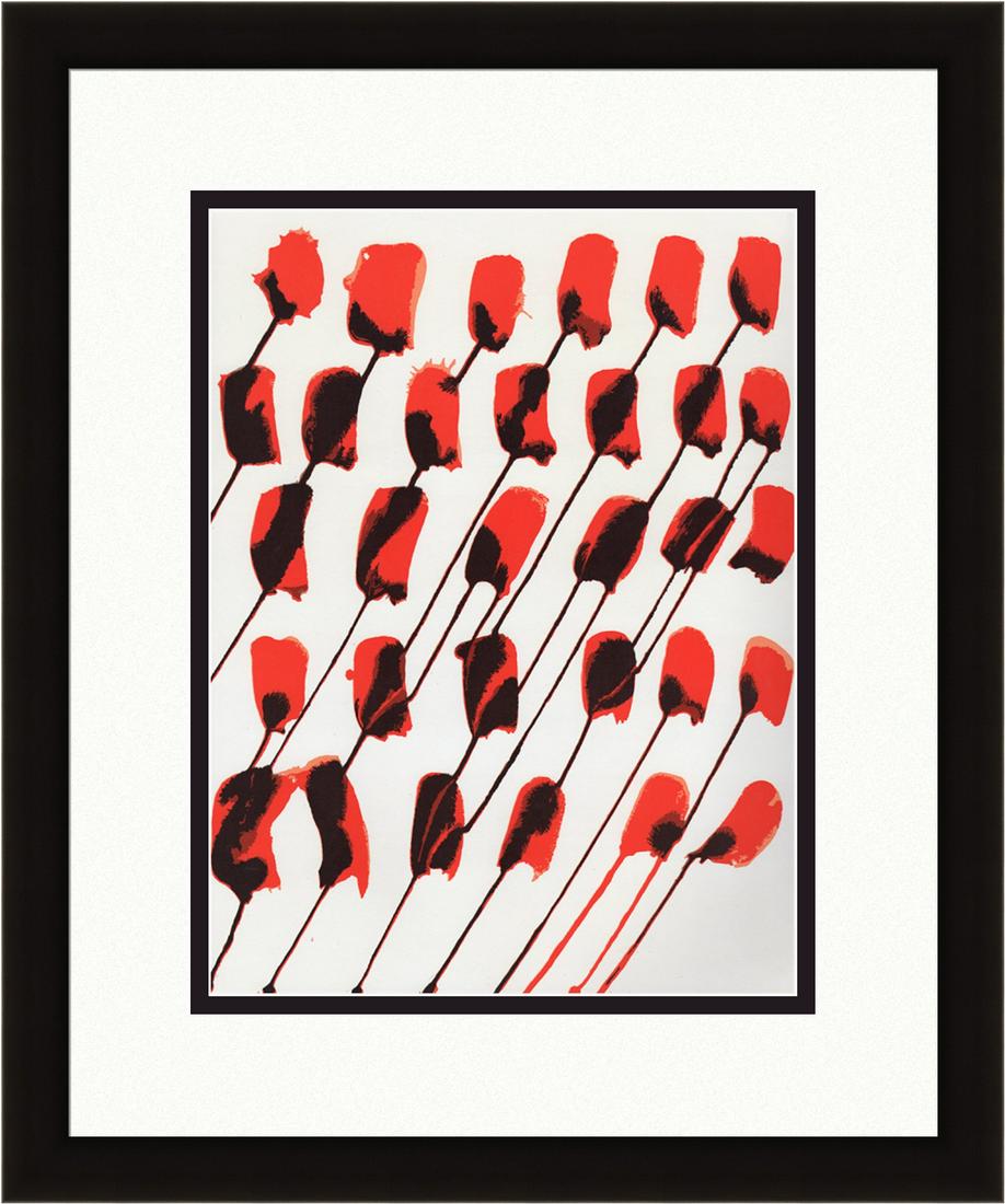 Alexander Calder Framed Abstract totems Original: Calder, Alexander. "Composition II" Color lithograph published by Maeght, 1956. Sheet 11 x 15 inches, framed 19 x 23 inches. Professionally framed and matted. Notes: reference dlm 156. This artwork is