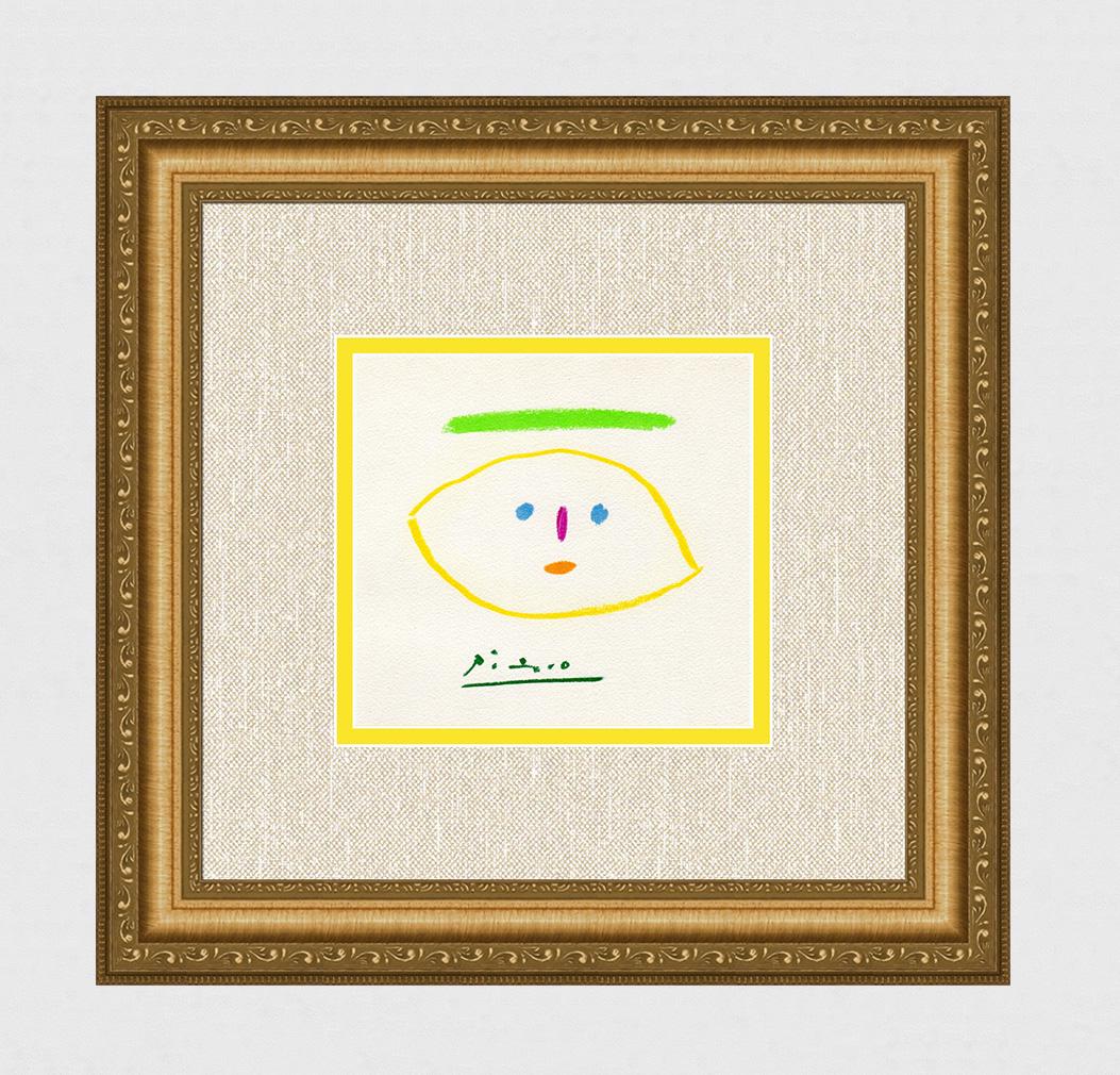 Pablo Picasso 1962 Limited Edition Lithograph LEMON: Pablo Picasso (1881 - 1973). Abstract Faces VI. 1962 Color lithograph after the pastel on Guarro paper. Signed in the Plate. Limited to 2,135 examples. Las Ediciones de los Papele de Son Armandans. Im