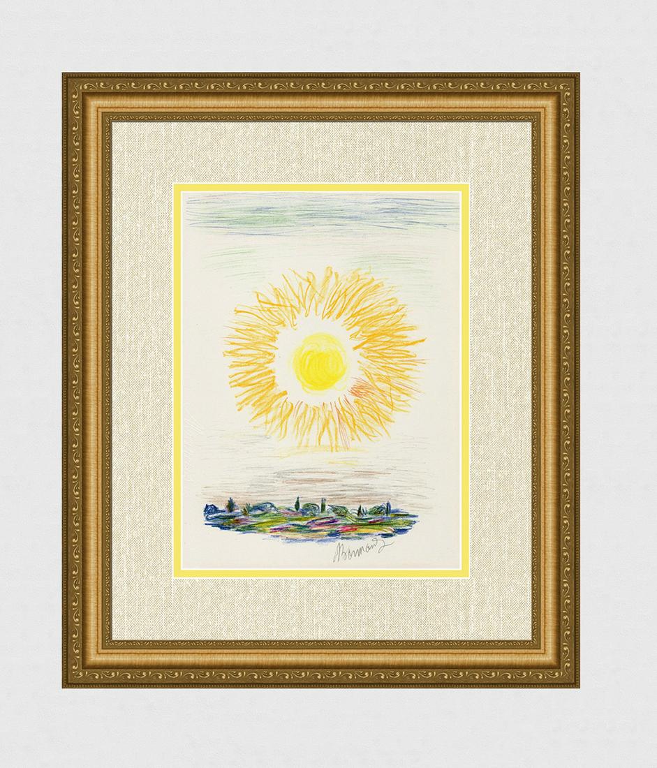 Pierre Bonnard Le Soleil Original lithograph: Pierre Bonnard. (1867-1947). Le Soleil (the Sun).Original color lithograph on watermarked Marais wove paper. 1946. Signed in the Plate. Lithograph executed by Atelier Mourlot. Image Size 10 1/4 x 14 i