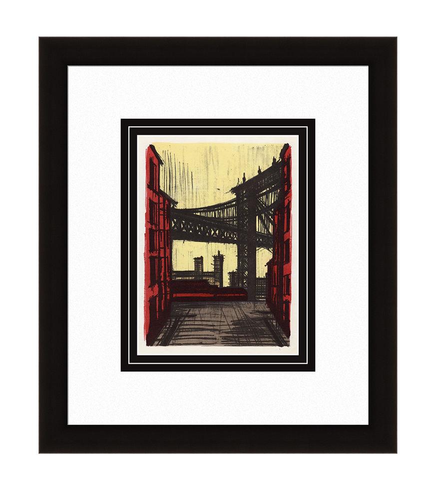 Bernard Buffet New York II 1967 lithograph: Bernard Buffet. (1928-1999). New York II. Color Lithograph on Wove Paper after the Original. 1967. Excellent. Atelier Mourlot. Image Size 6 3/4 x 9 1/4 inches. Approximately 15 x 18 inches . Gallery M