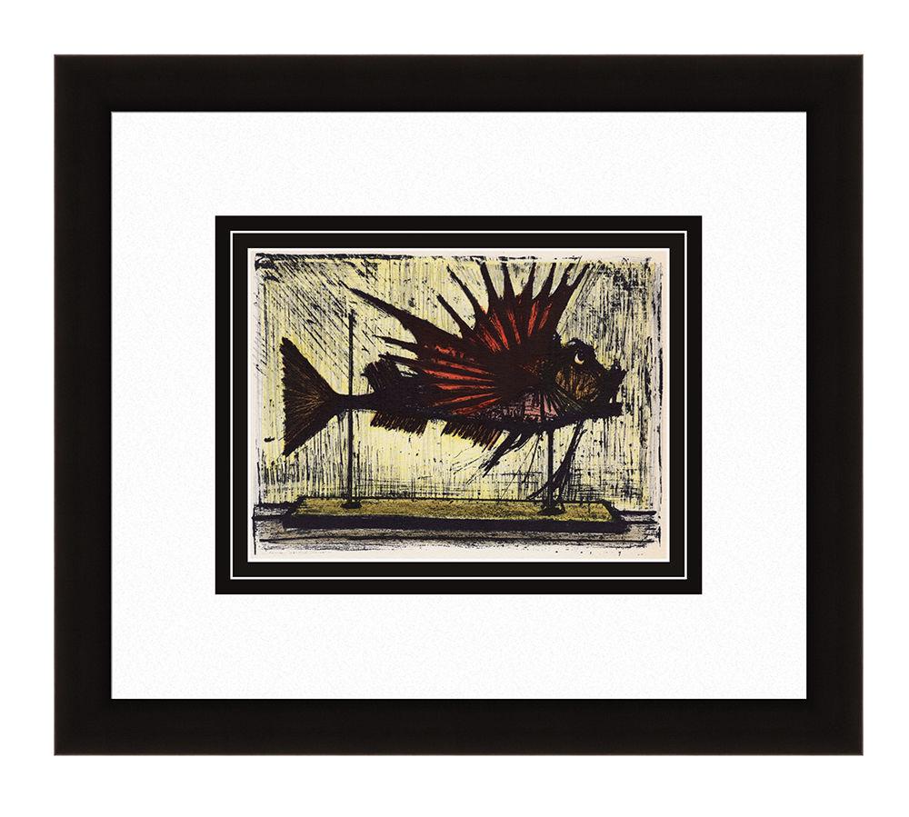 Bernard Buffet Hogfish 1967 lithograph: Bernard Buffet. (1928-1999). Hogfish. Color Lithograph on Wove Paper after the Original. 1967. Excellent. Mourlot. Image Size - 6 3/4 x 9 inches. Approximately 15 x 18 inches . Gallery Matted and Fram