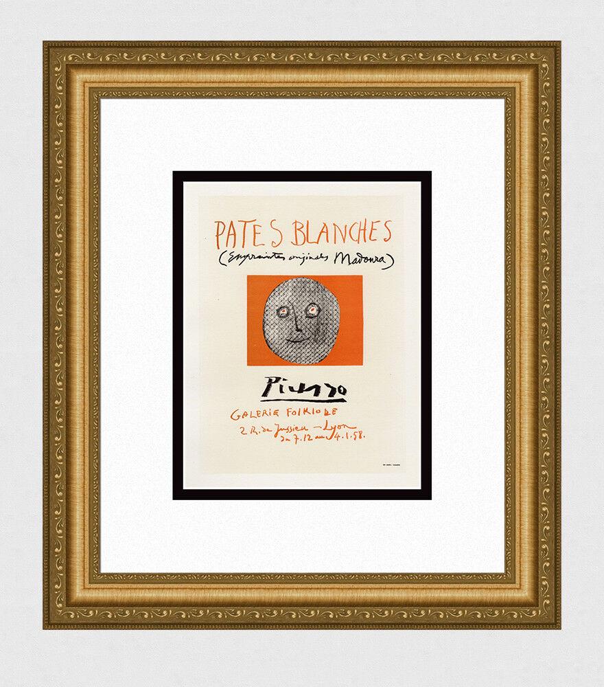 Pablo Picasso Pates Blanches lithograph signed: Pablo Picasso. (1881-1973). Pates Blanches. Color Lithograph after the Original Poster. 1959. Signed in the plate. Excellent. Sauret. Atelier Mourlot. Image Size 6 1/4 x 9 5/8 inches. Approximately 15