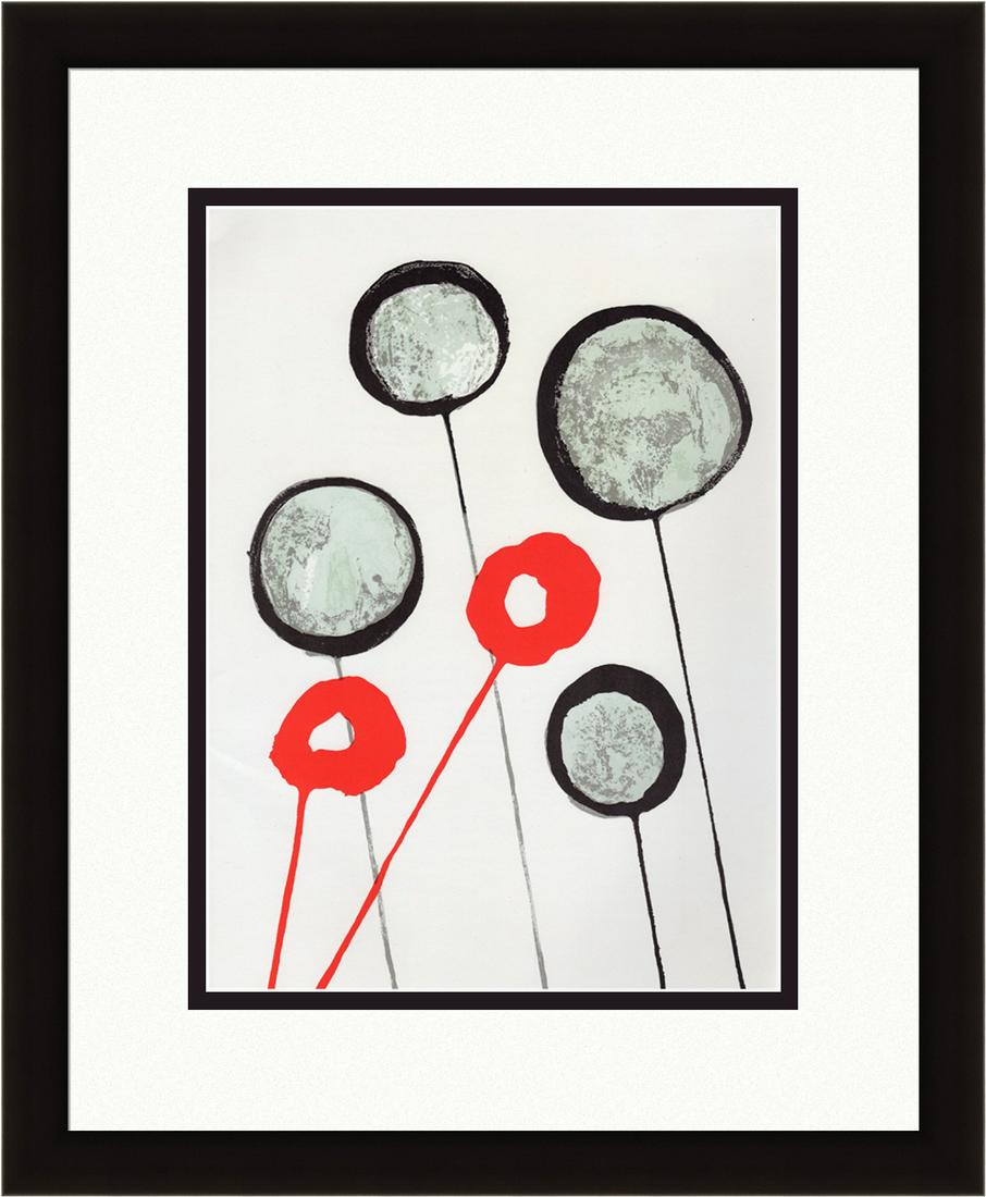 Alexander Calder Framed Abstract Balloons Original: Calder, Alexander. "Balloons" Color lithograph published by Maeght, 1956. Sheet 11 x 15 inches, framed 19 x 23 inches. Professionally framed and matted. Notes: reference dlm 156. This artwork is accom