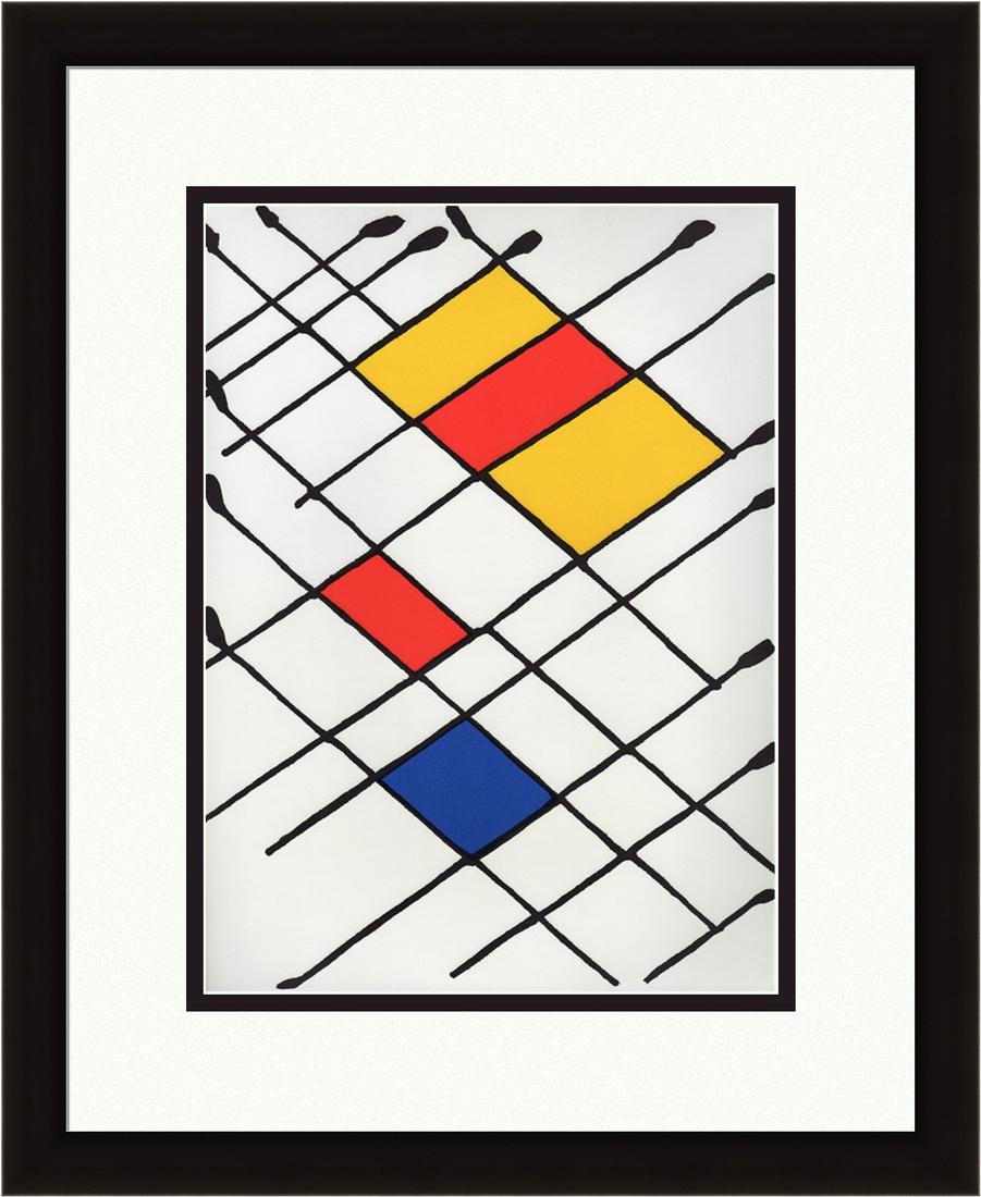 Alexander Calder Original Raindrops 1976 Lithograph: Calder, Alexander. "Raindrops" Color lithograph published by Maeght, 1976. Sheet 11 x 15 inches, framed c.19 x 23 inches. Professionally framed and matted. Notes: Reference dlm 221. This artwork is ac