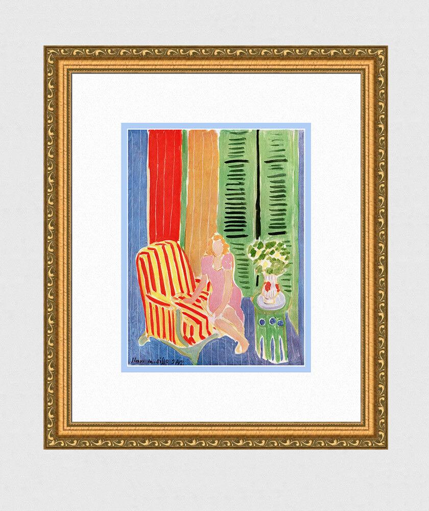 Henri Matisse Girl With Pink Dress, Open Window And: Henri Matisse. (1869-1954). Girl With Pink Dress, Open Window And Shutters (Jeune Fille A La Robe Rose, La Fenetre Ouverte Et Les Volets Fermes). Color heliogravure after the 1942 original oil on canv