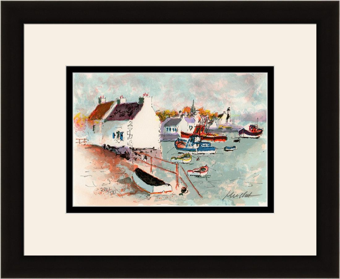 Urbain Huchet Belon lithograph signed: Urbain Huchet (French, 1930 - 2014). Belon. Original Color Lithograph on Arches Rag Paper. Hand Signed by the Artist Lower Right, Numbered in Pencil Lower Left. Excellent. Sheet Size 7 1/2 x 11 inches
