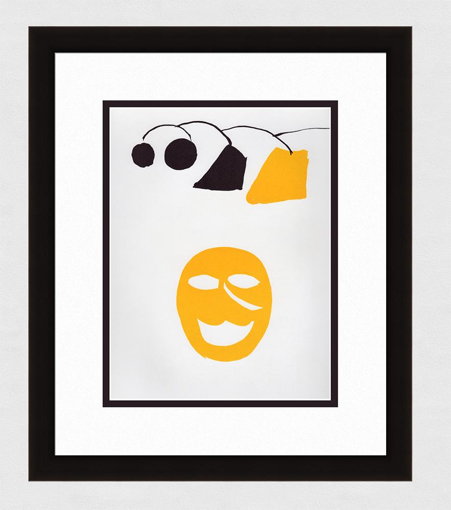 Alexander Calder Lithograph mobile Framed 1976: Calder, Alexander. "Faces II" Color lithograph published by Maeght, 1976. Sheet 11 x 15 inches, framed c. 19 x 22 inches. Professionally framed and matted. Notes: Reference dlm 221. This artwork is ac