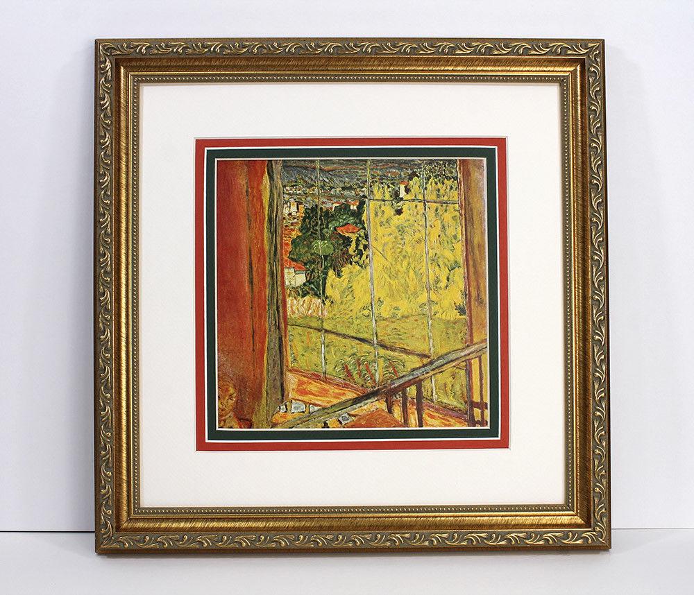 Pierre Bonnard Le Mimosa Atelier Draeger Freres print: Pierre Bonnard. (1867-1947). L'Atelier du Cannet, Le Mimosa. Color heliogravure after the original oil on canvas. Atelier Draeger Freres. Image Size 7 3/4 x 7 3/4 inches. Approximately 15 x 15 inches.
