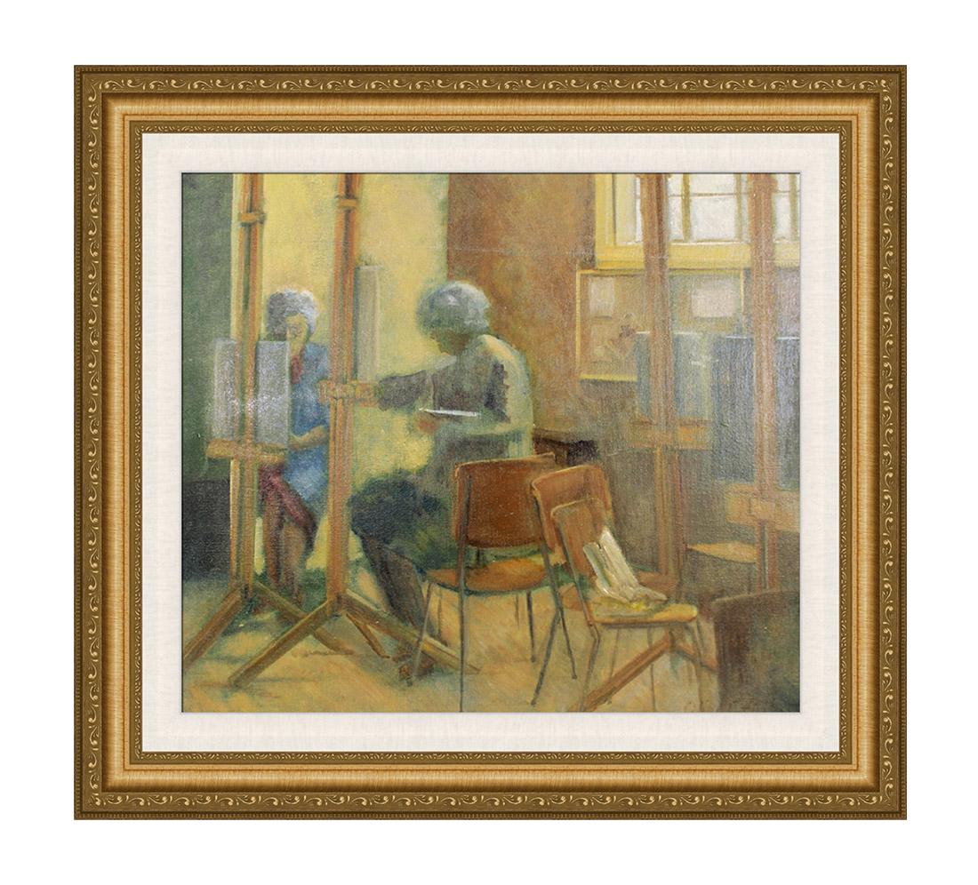 Olive Edenbrow Old Art Studio Malden painting: Olive Edenbrow. (d. 2001) (Surrey, England). "The Old Art Studio" (Malden). Original oil painting on board. C. 1985. Signed lower right. Excellent. Size 14 1/2 x 16 3/8 inches. Approximately 21 x 22 7