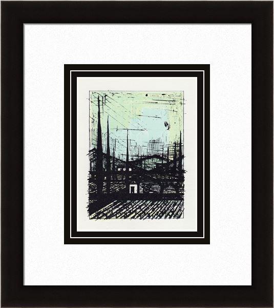 Bernard Buffet A Provencal Landscape 1967 lithograph: Bernard Buffet. (French, 1928-1999). A Provencal Landscape. Color Lithograph on Wove Paper after the Original. 1967. Excellent. Atelier Mourlot. Image Size 6 1/2 x 8 3/4 inches. Approximately 15 x 17