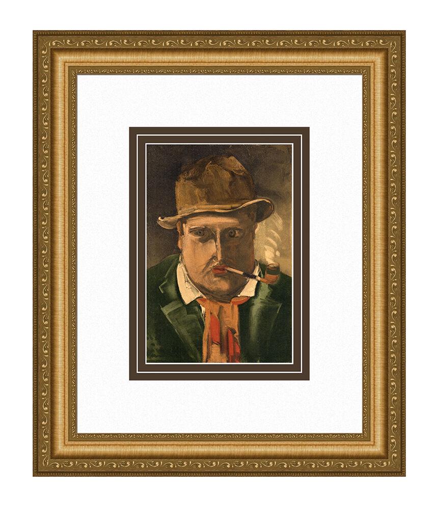 Maurice de Vlaminck Portrait de l'Artiste 1958: Maurice de Vlaminck. Portrait de l'Artiste. Color lithograph on wove paper after the original 1905 painting. 1958. Signed in the plate. Atelier Mourlot. Image Size â€“ 7 7/8 x 9 1/2 inches. Frame