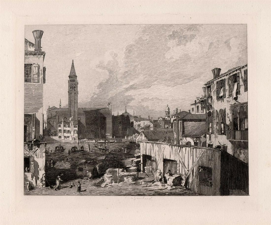 1876 Canaletto View in Venice etching signed (1 of 3)