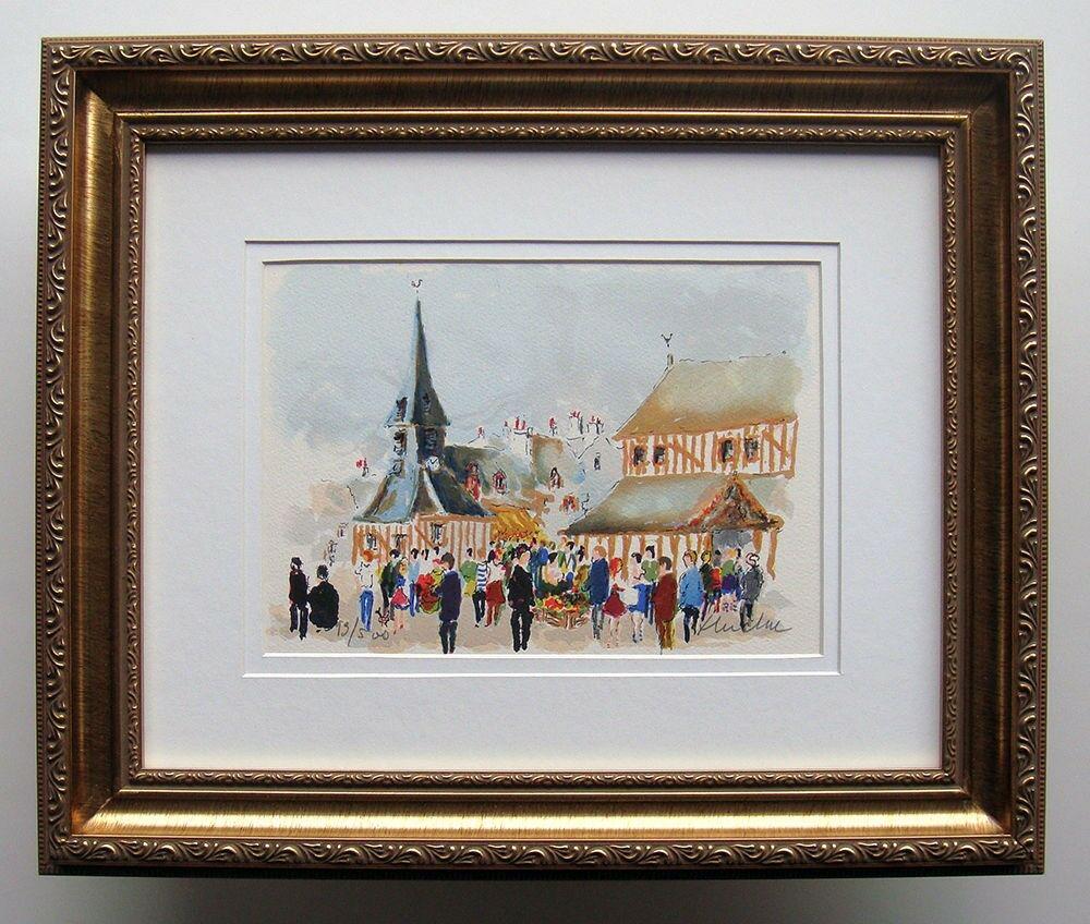 Urbain Huchet Market in Normandie lithograph signed (1 of 1)