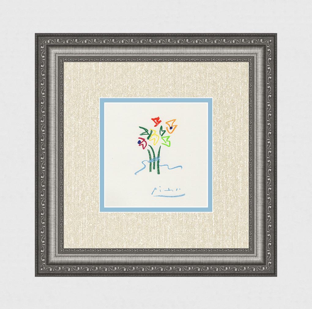 1968 Pablo Picasso Color Lithograph "Flower Bouquet" (1 of 2)