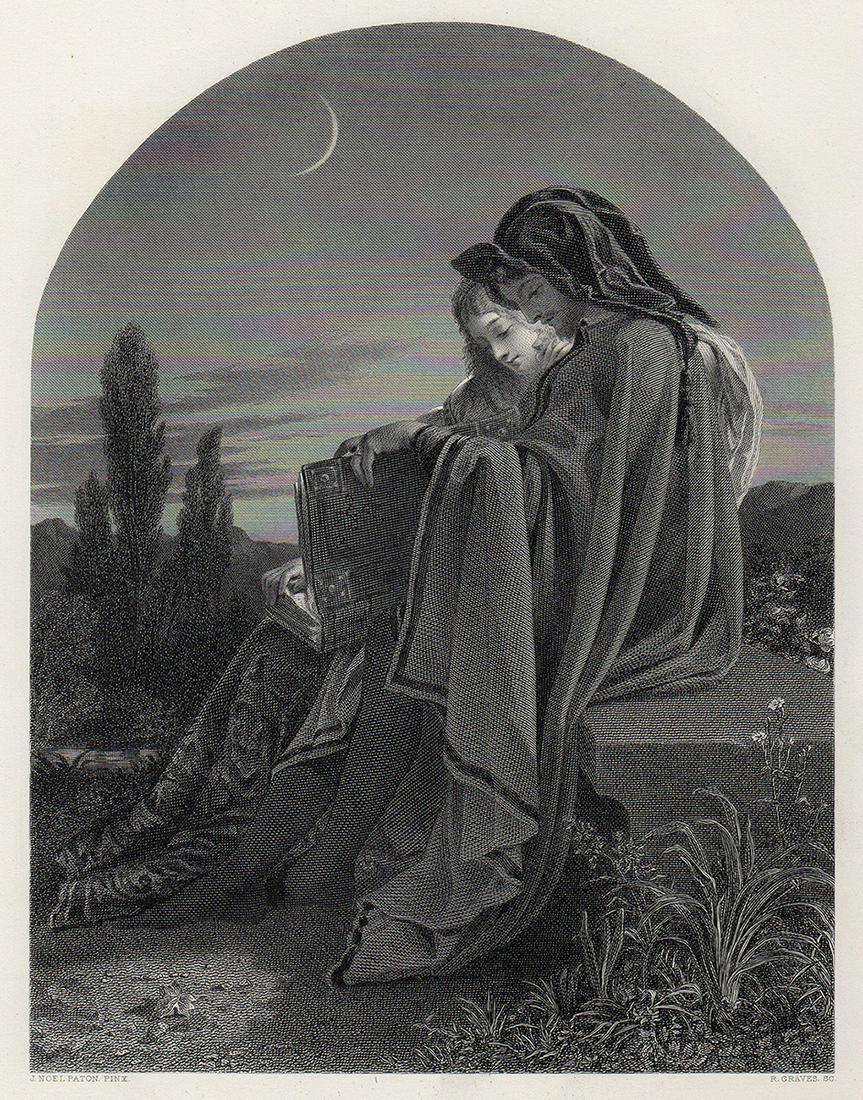 Joseph Noel Paton Poetry Engraving "Paolo & Francesca" (1 of 3)