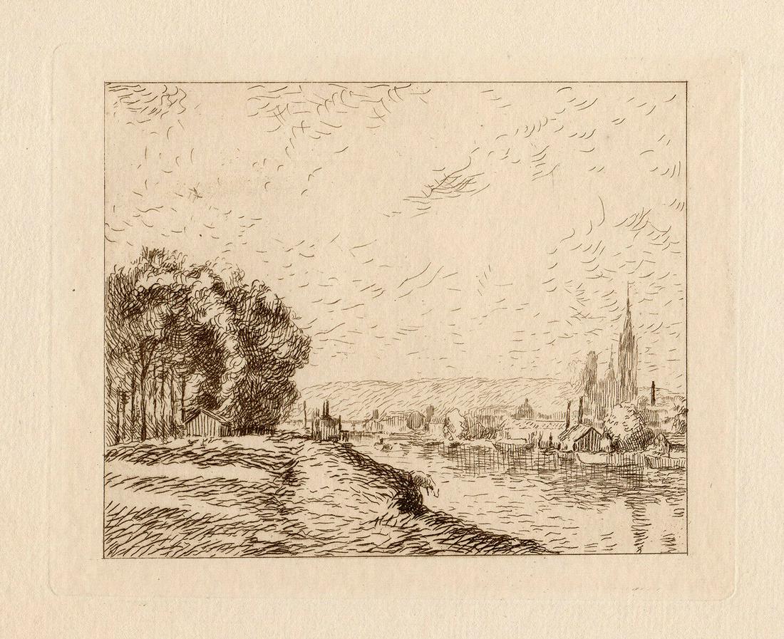 1892 Camille Pissarro 1892 Etching Vue de Rouen (1 of 2)