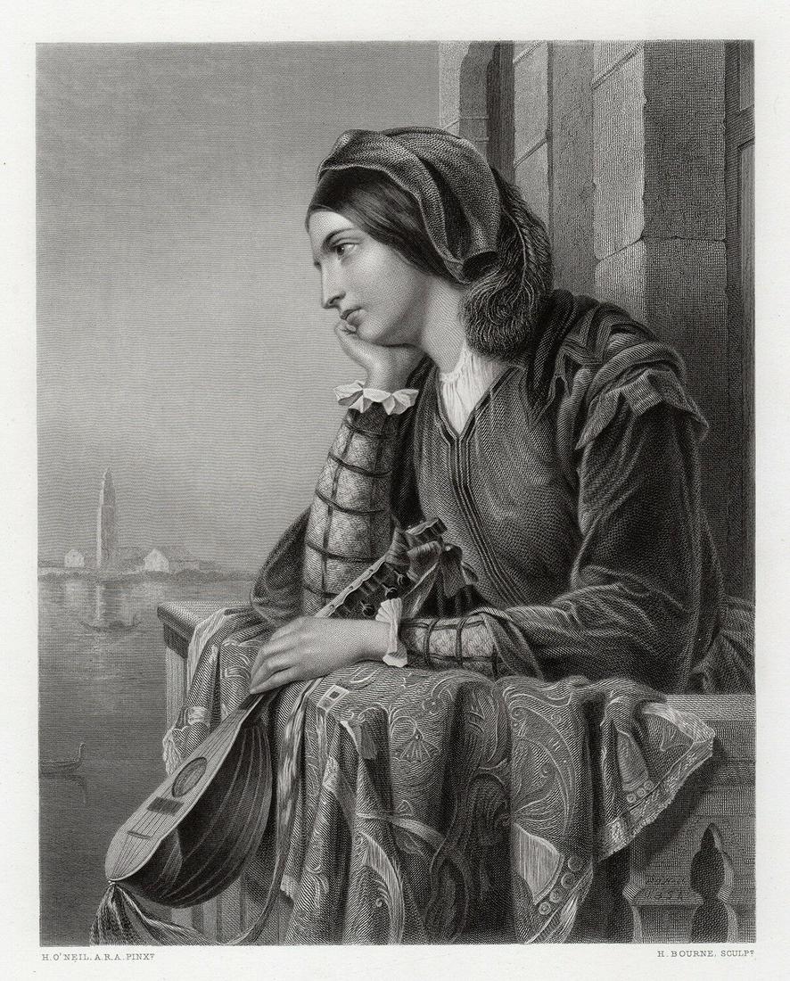 1867 Henry Nelson L'Inamorata engraving signed (1 of 3)