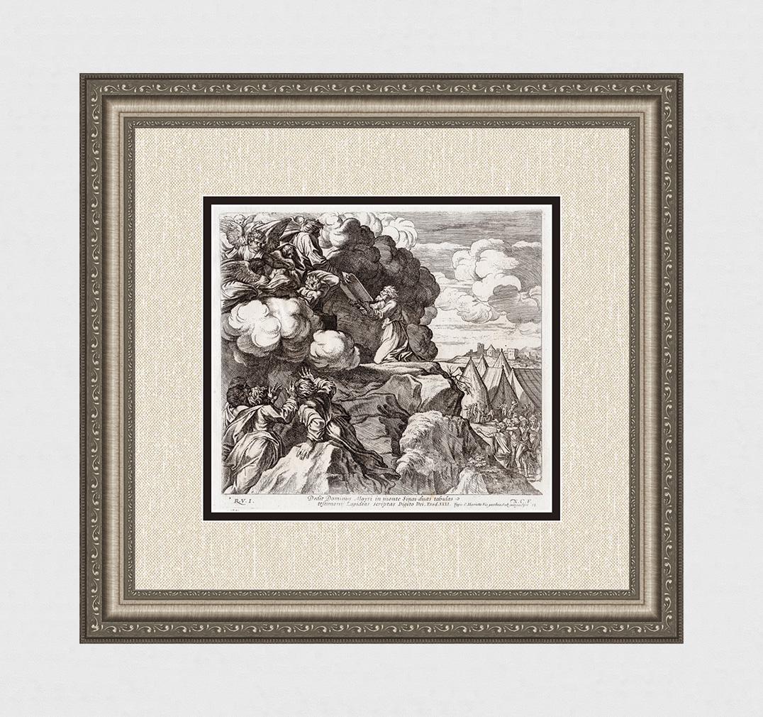 Raphael 1649 Engraving Vatican Moses receives the Ten (1 of 4)
