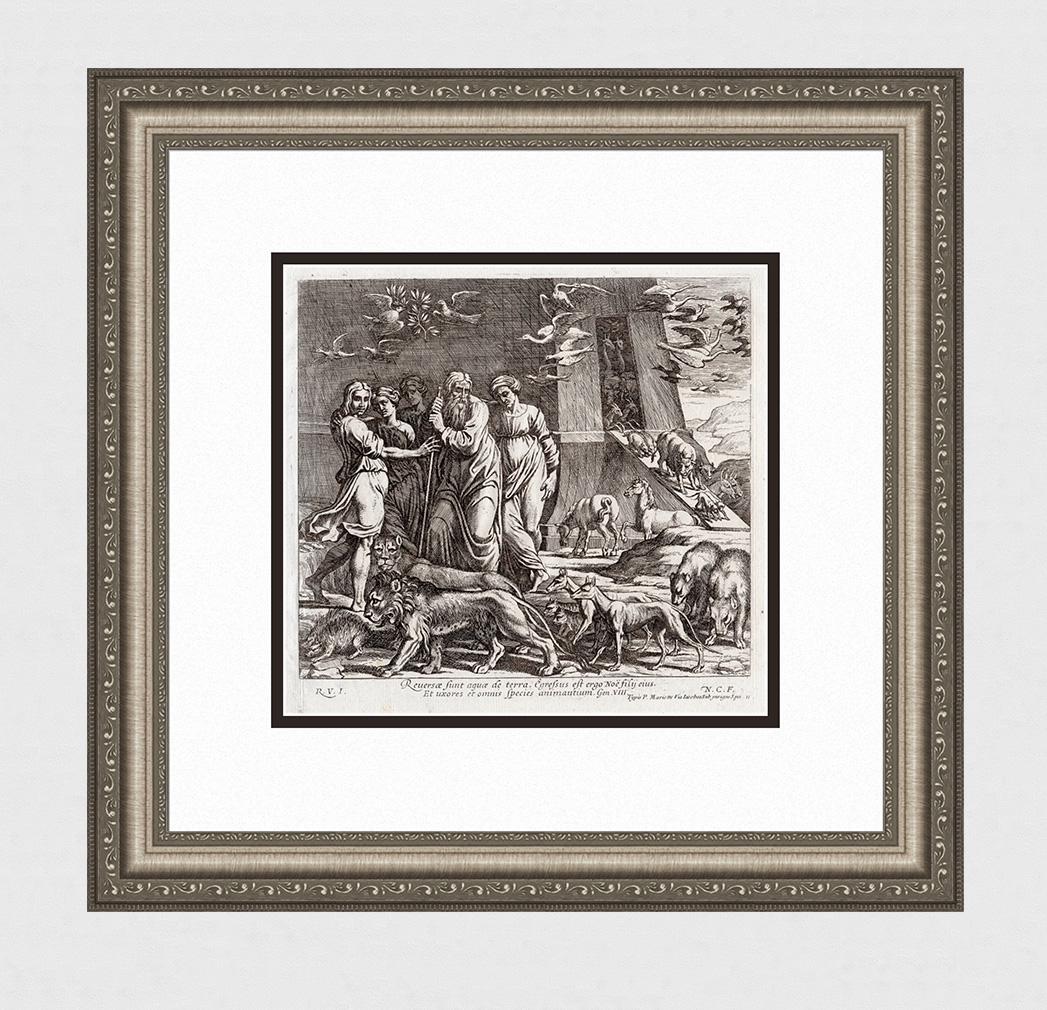 Raphael 1649 Engraving Vatican Noah and the animals (1 of 4)