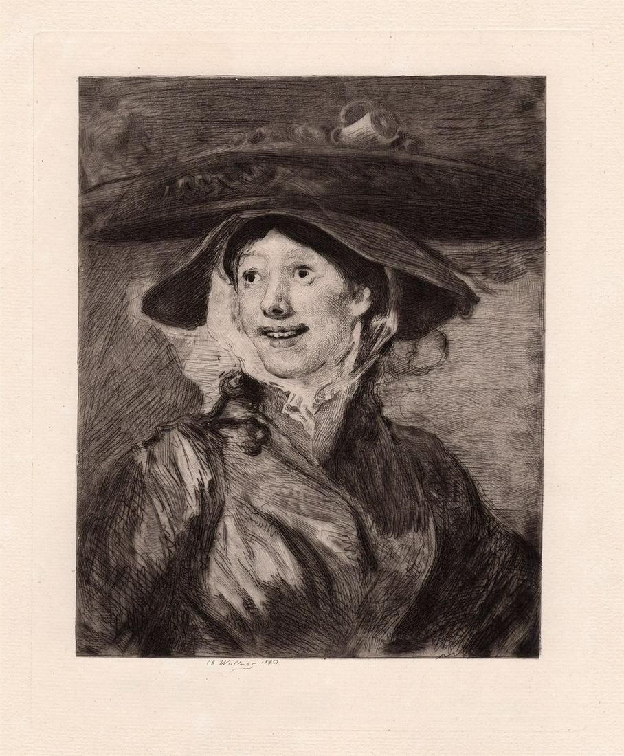 1886 William Hogarth A Shrimp Girl etching signed (1 of 2)