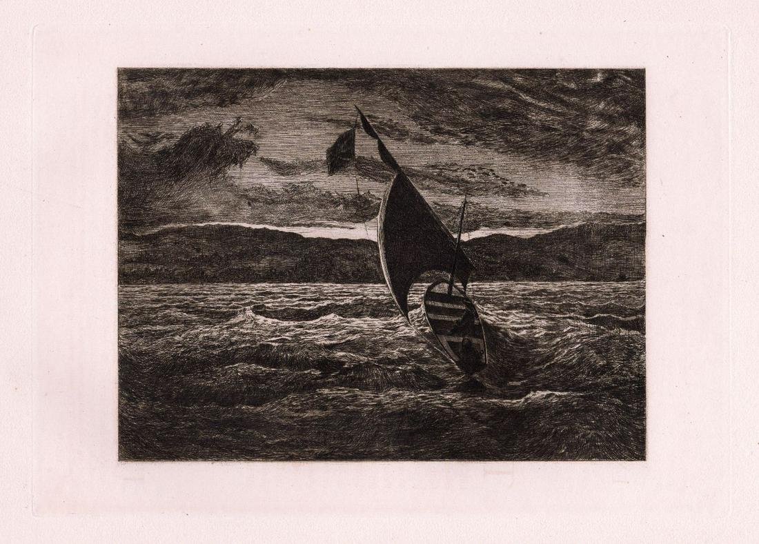 Philip Gilbert Hamerton Crossing the Loch 1873 etching (1 of 3)