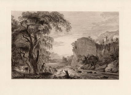 Paul Sandby Landscape 1888 etching: Paul Sandby. (English, 1731-1809). "Landscape". Antique Etching on heavy wove paper after the original by master etcher Charles Oliver Murray (Scottish, 1842-1923). 1888. Excellent. Image size 6 7/8