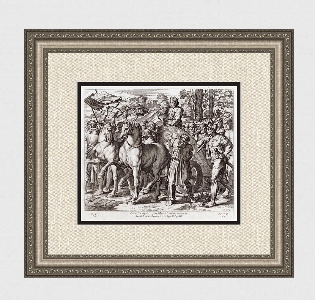 Raphael 1649 Engraving Vatican David brings the gold (1 of 4)