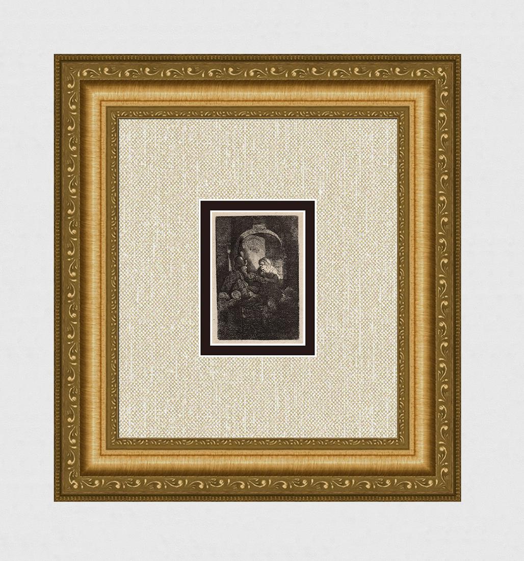 1800s REMBRANDT B128 Etching SIGNED Death Durand (1 of 3)